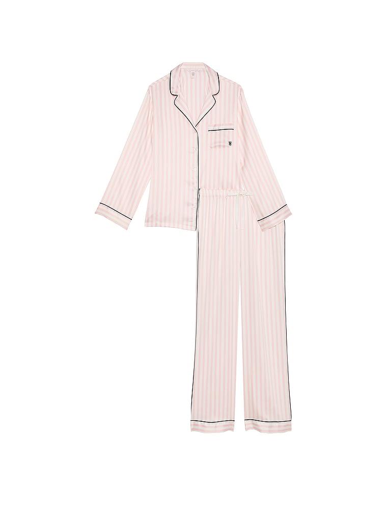 Parlak Saten Uzun Pijama Takimi arka görünüm