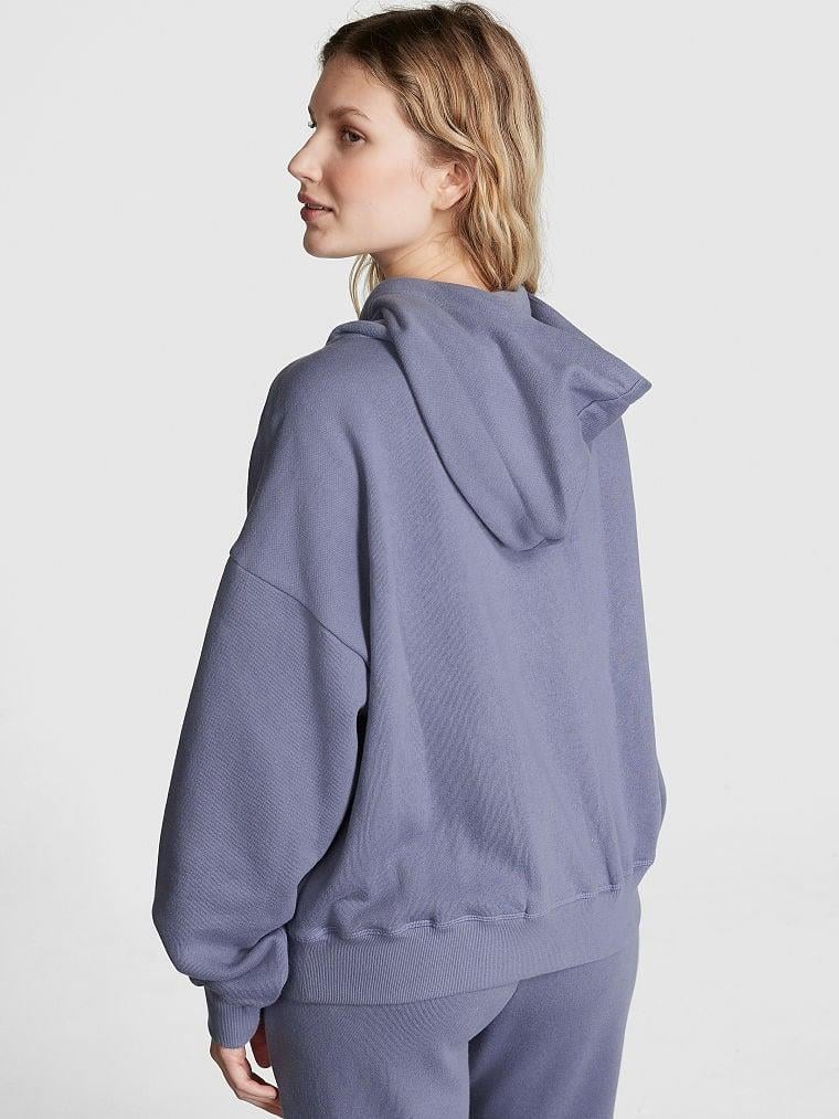 Pink Everyday Fermuarli Kapusonlu Rahat Sweatshirt arka görünüm