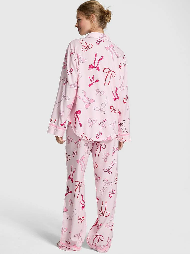 Pink Flanel Uzun Pijama Takimi arka görünüm