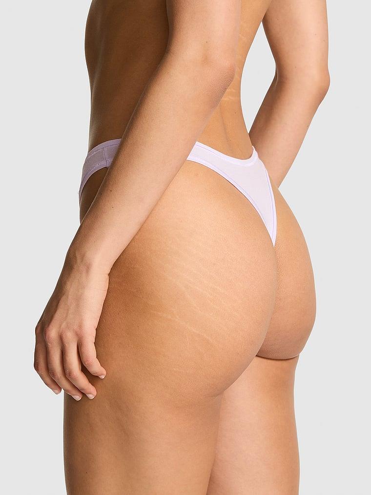 Pink Pamuklu Derin Bacak Kesim Tanga arka görünümü