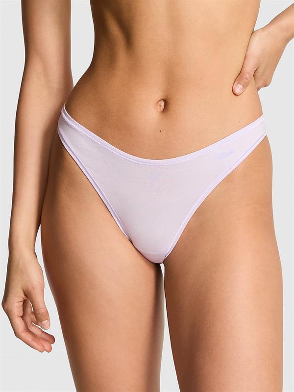Pink Pamuklu Derin Bacak Kesim Tanga