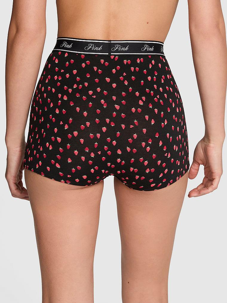 Pink Mikro Logolu Yüksek Bel Boyshort Kulot arka görünüm