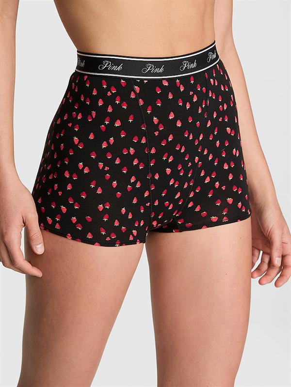 Pink Mikro Logolu Yüksek Bel Boyshort Kulot