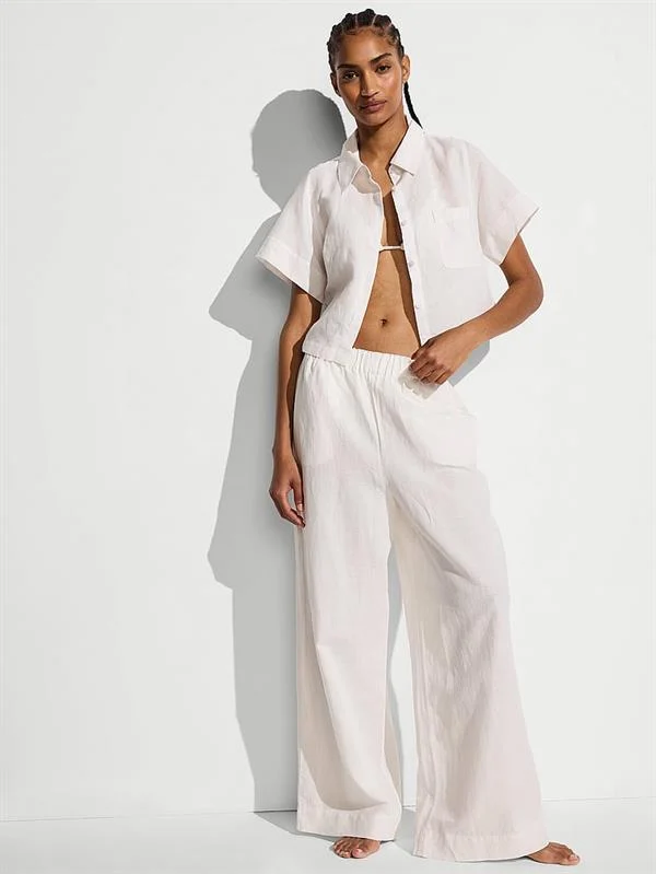 Beachwear Keten Plaj Pantolonu ön görünüm