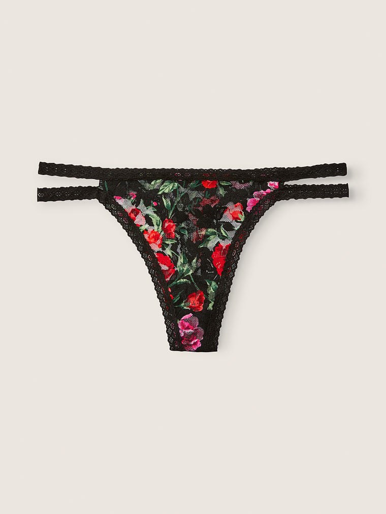 Pink Dantel Seritli Tanga Kulot arka görünümü