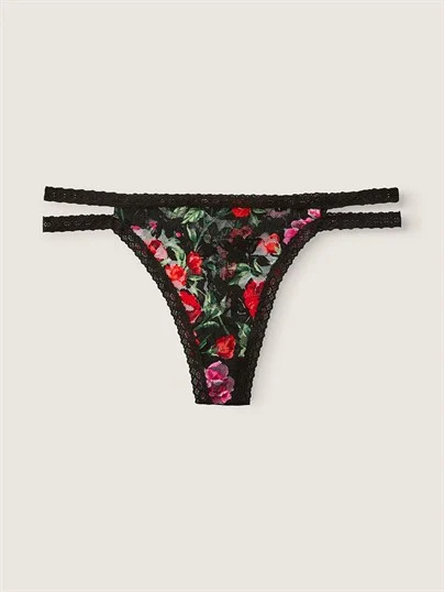 Pink Dantel Seritli Tanga Kulot