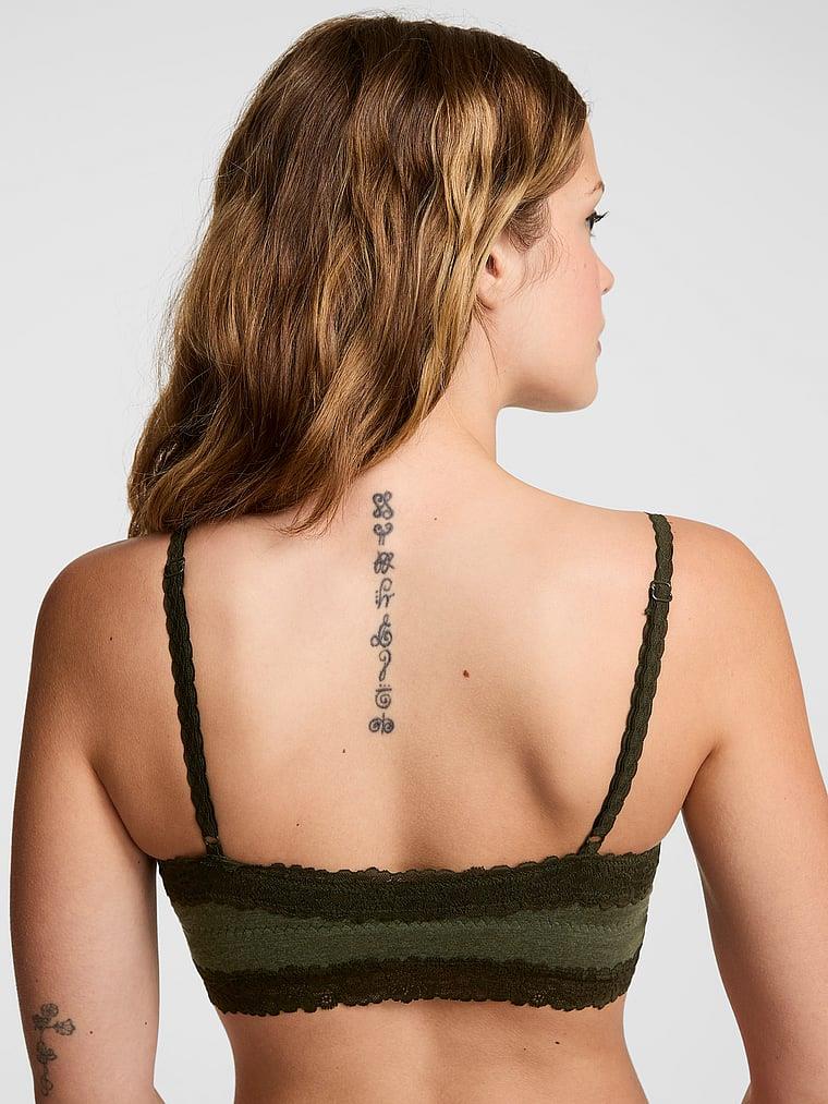 Pink Pamuklu Dantel Kenarli Önden Kapanan Ucgen Bralet arka görünümü