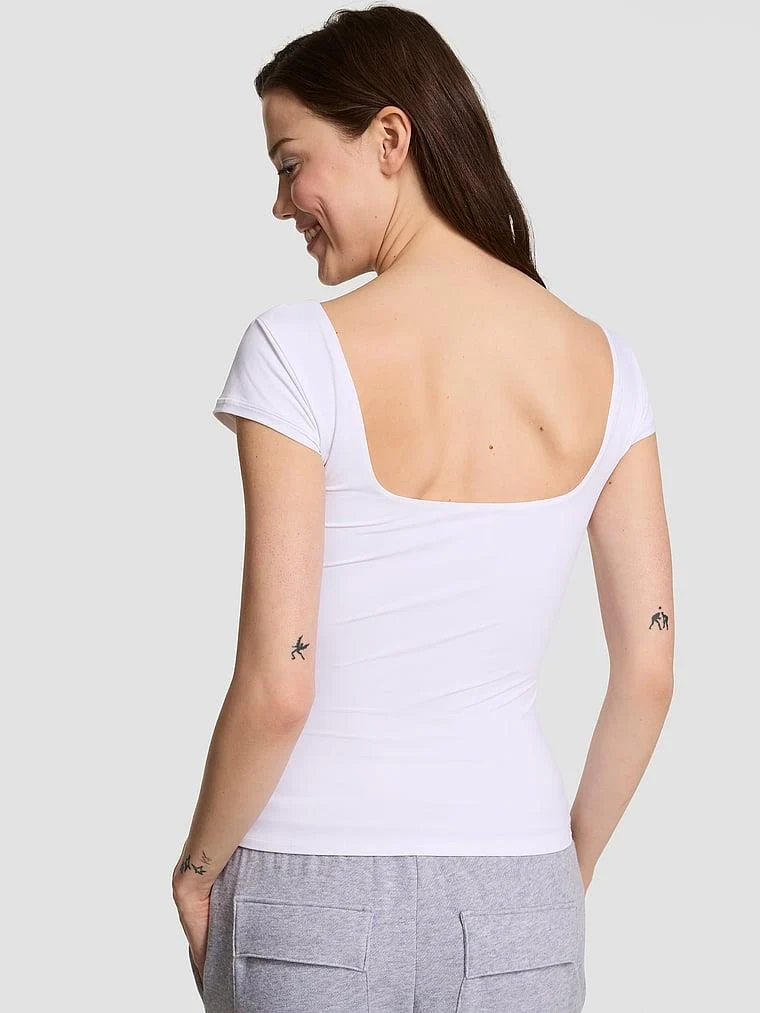 Pink Base Stretch Cap Sleeve Tee arka görünüm