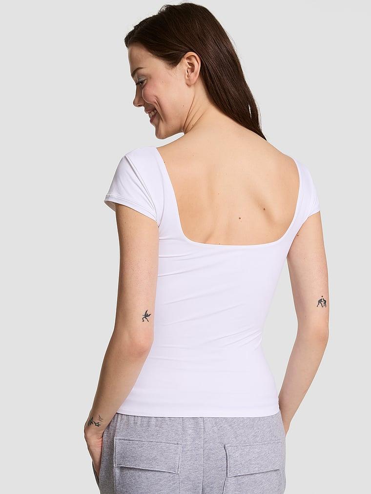 Pink Base Stretch Cap Sleeve Tee arka görünümü