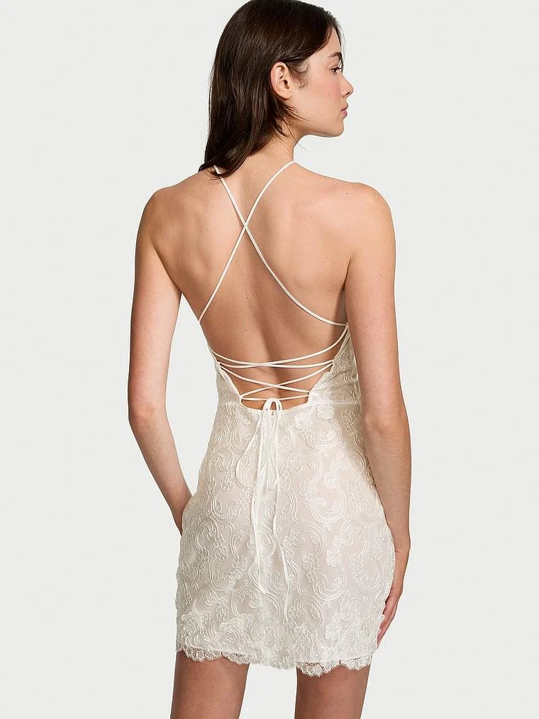 Boho Cicek Islemeli Halter Yaka Elbise arka görünümü