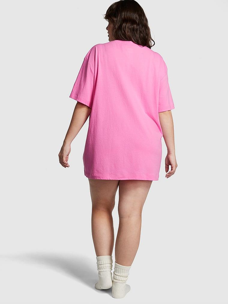 Pink Pamuklu Oversize Uyku Tisortu arka görünümü