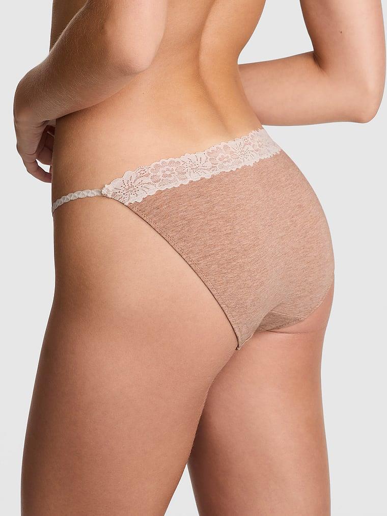 Pink Pamuklu Dantel Kenarli Bikini Kulot arka görünümü