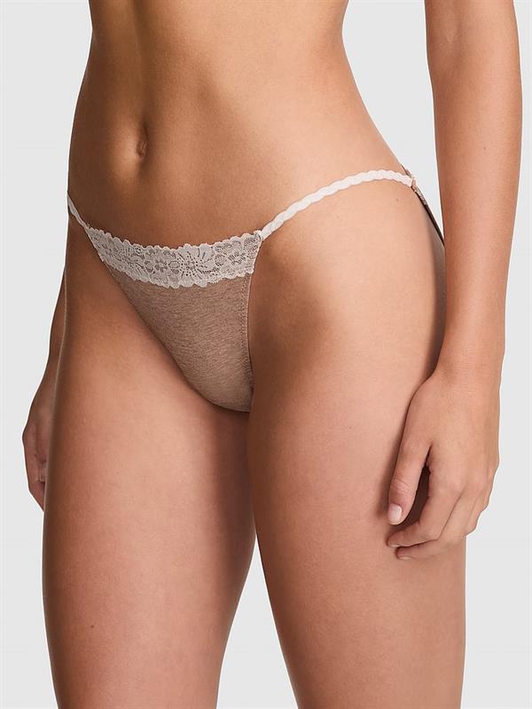 Pink Pamuklu Dantel Kenarli Bikini Kulot