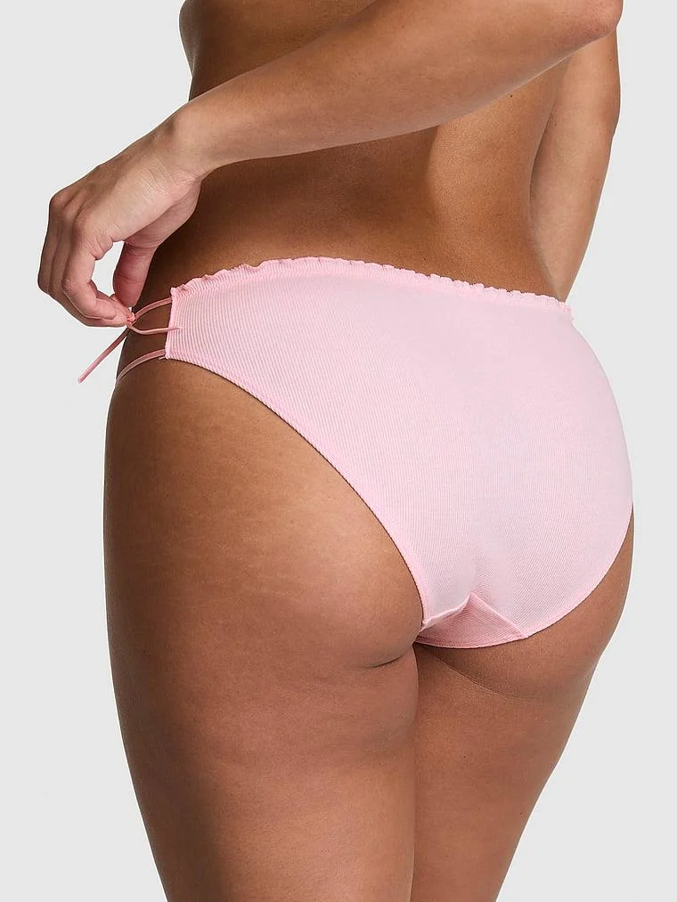Pink Pamuklu Yandan Baglamali Bikini Kulotu arka görünüm