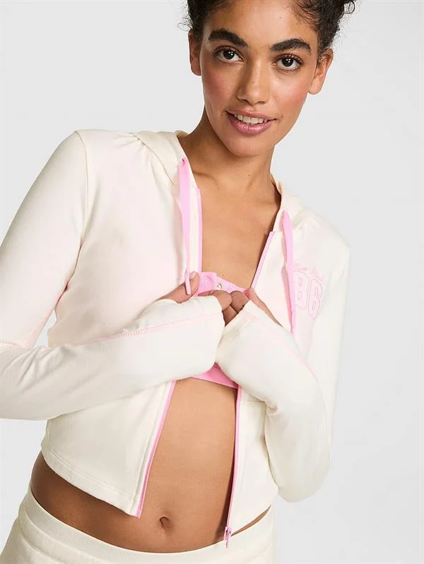 Pink All Day Fermuarli Kapusonlu Sweatshirt