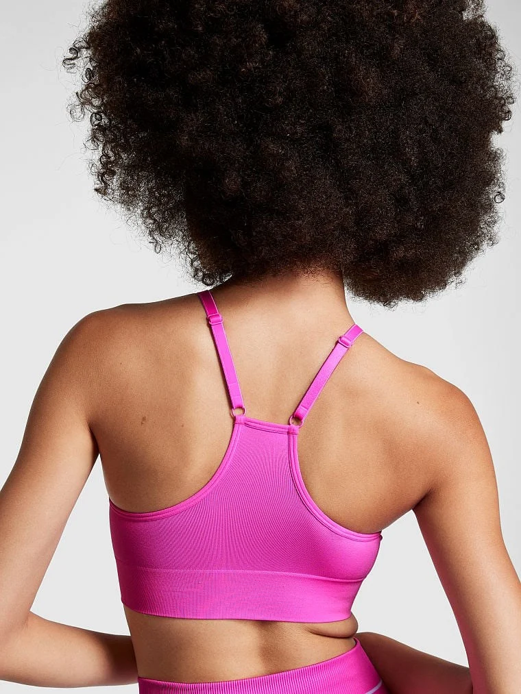 Pink Seamless Racerback Sporcu Sütyeni arka görünüm