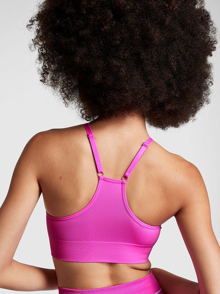 Pink Seamless Racerback Sporcu Sütyeni arka görünümü