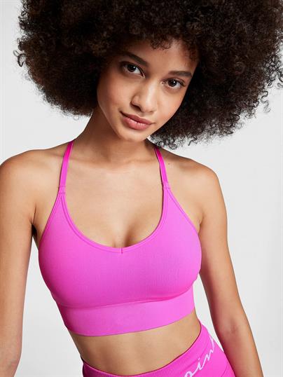 Pink Seamless Racerback Sporcu Sütyeni ön görünüm