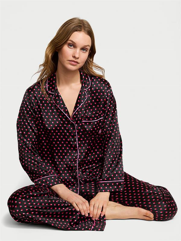 Victorias Secret Fashion Show 24 Parlak Saten Uzun Pijama Takimi