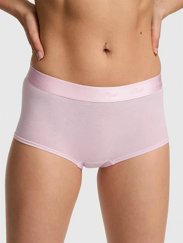 Pink Logolu Pamuklu Boyshort Kulot