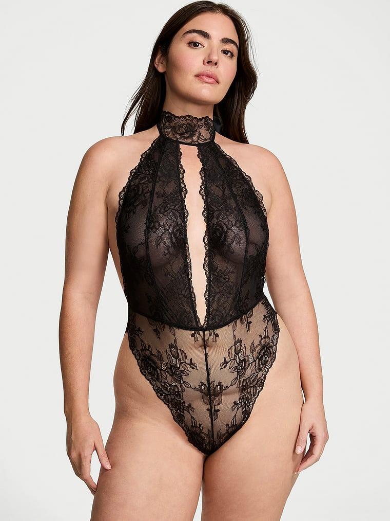 Dantelli Crotchless Teddy arka görünümü