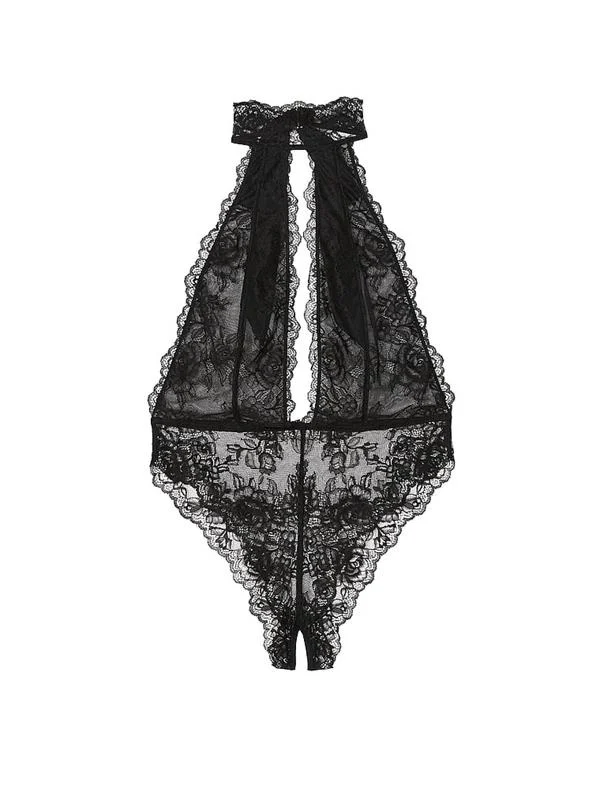 Dantelli Crotchless Teddy ön görünüm