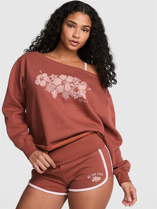 Pink Kampus Omzu Acik Sweatshirt ön görünüm