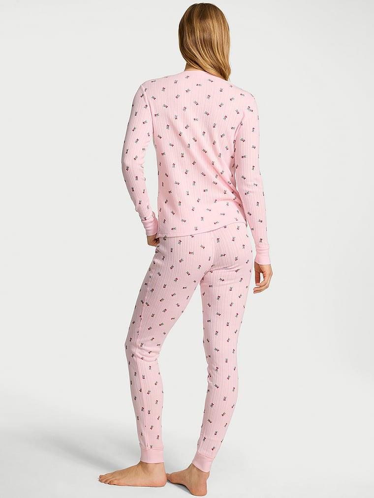 Pointelle Henley Uzun Pijama Takimi arka görünümü