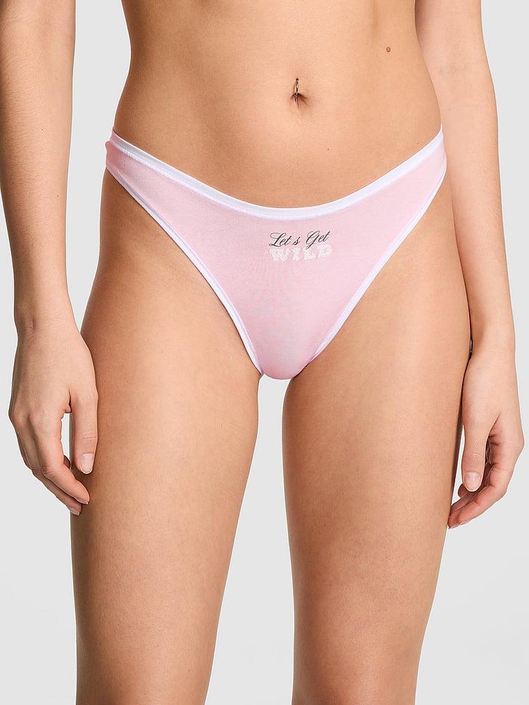 Pink Pamuklu Derin Bacak Kesim Tanga arka görünüm