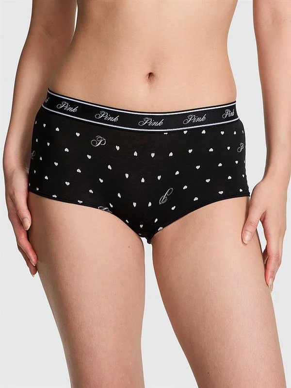 Pink Logolu Pamuklu Boyshort Kulot