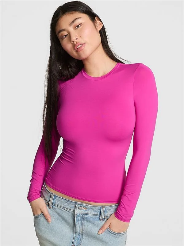 Pink Base Stretch Uzun Kollu Tisort ön görünüm