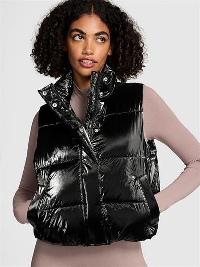 Pink Pinkten High Shine Marshmallow Puffer Yelek