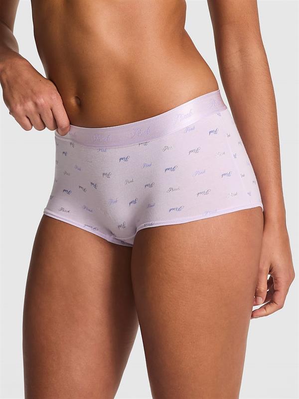 Pink Logolu Pamuklu Boyshort Kulot