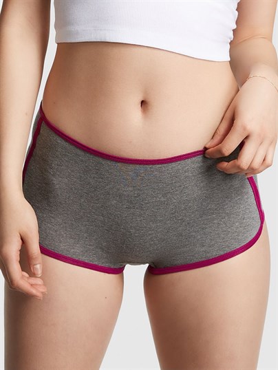 Pink Logolu Pamuklu Boyshort Kulot