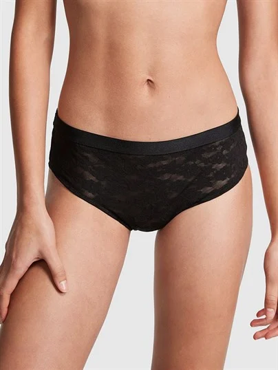 Victorias S Secret Pink Tossed Cicek Dantelli Cheekster Kulot ön görünüm