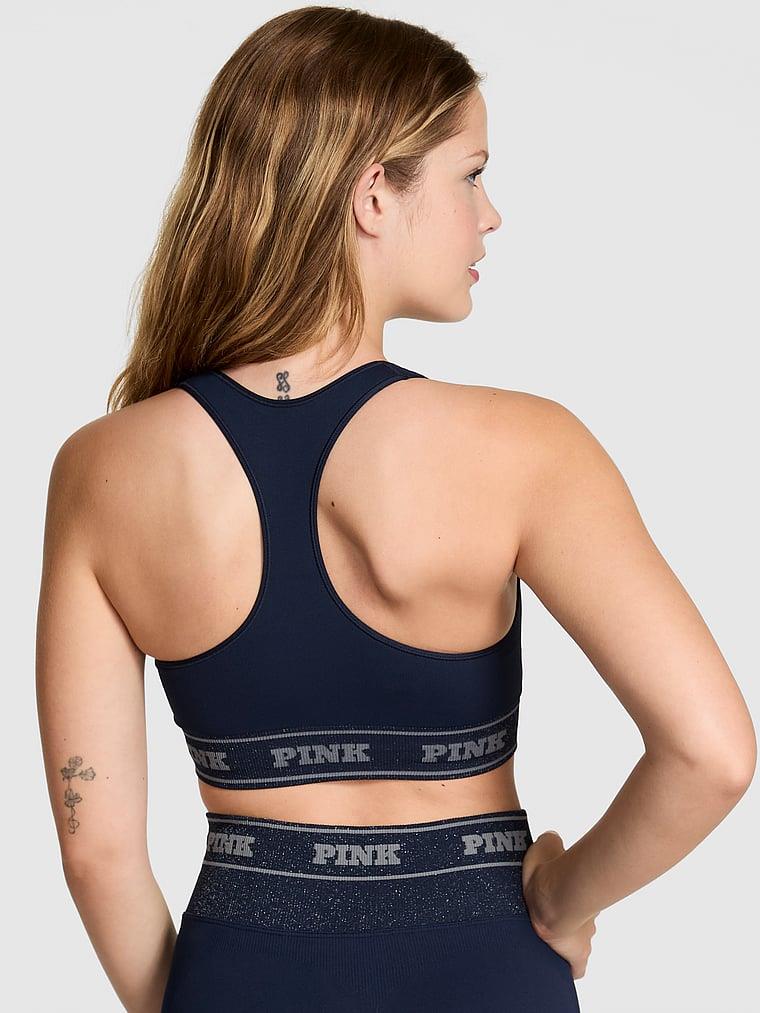 Pink Seamless Cift Tarafli Sporcu Sütyeni arka görünümü