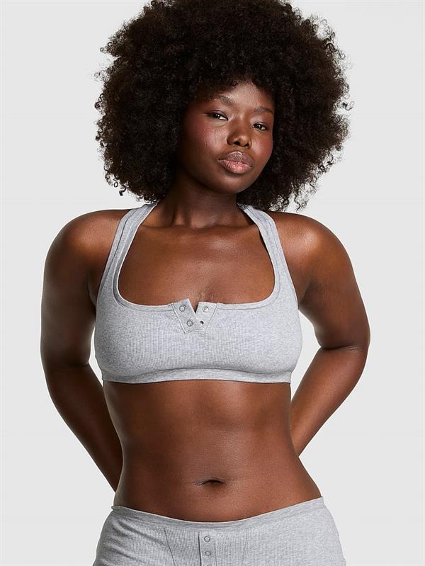 Pink Pamuklu Racerback Bralet