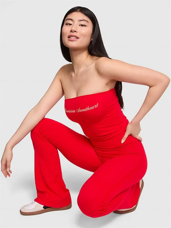 Pink All Day Beli Katlanabilen Pamuklu Flare Tayt ön görünüm