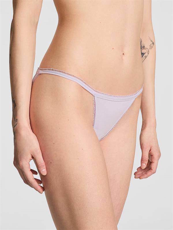 Pink Pamuklu Papatyali Askili Bikini Kulot ön görünüm