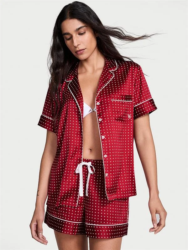 Saten Kısa Pijama Takimi ön görünüm