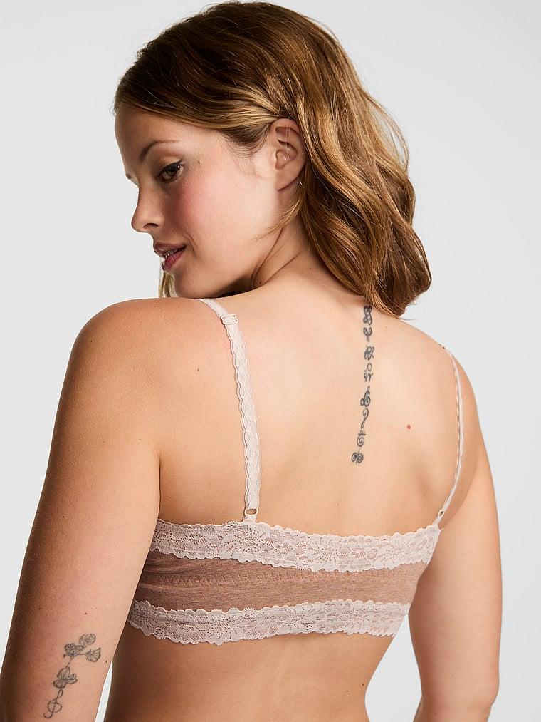 Pink Pamuklu Dantel Kenarli Önden Kapanan Ucgen Bralet arka görünüm