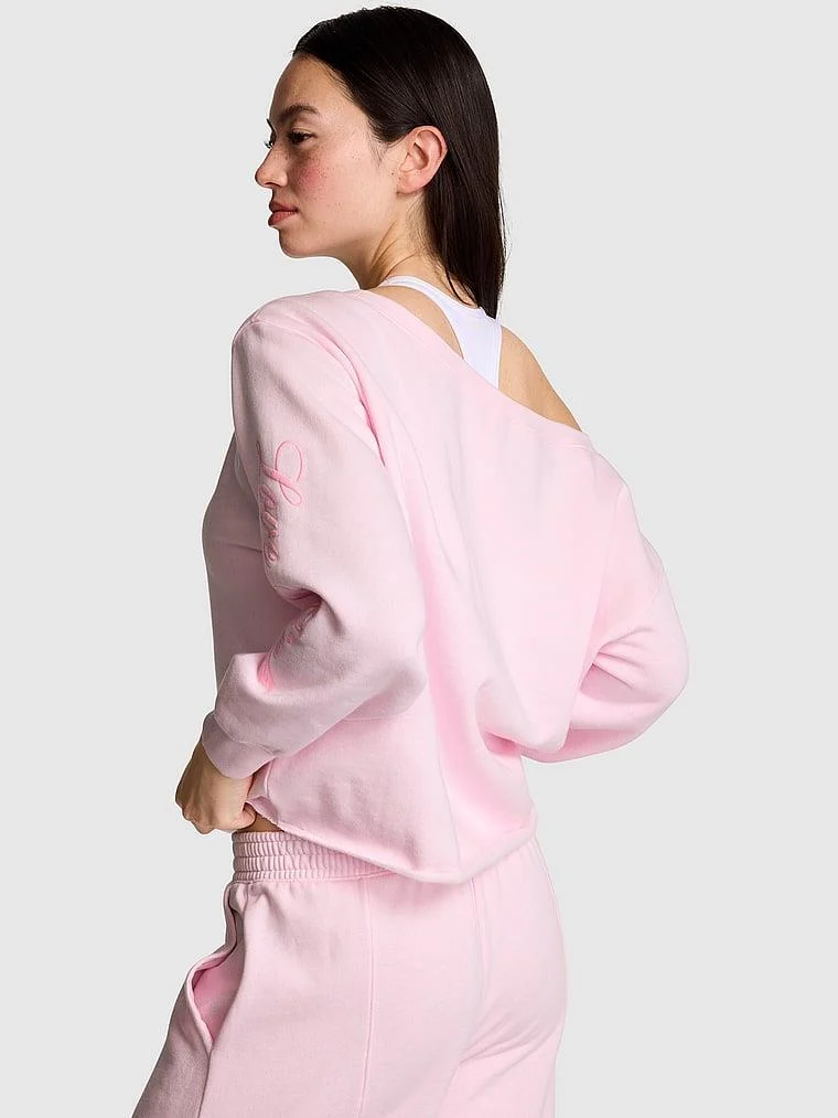 Pink Kampus Omzu Acik Sweatshirt arka görünüm
