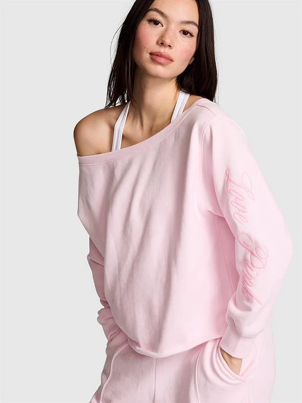 Pink Kampus Omzu Acik Sweatshirt