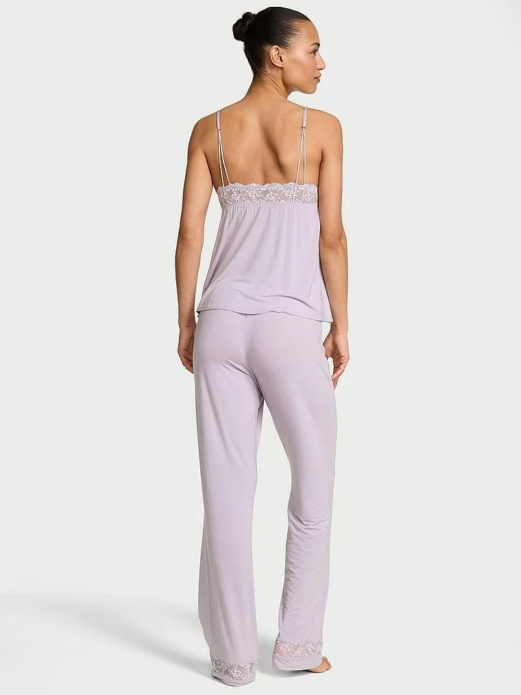 Sosoft Modal Dantelli Askili Bluz Ve Pijama Alti arka görünüm