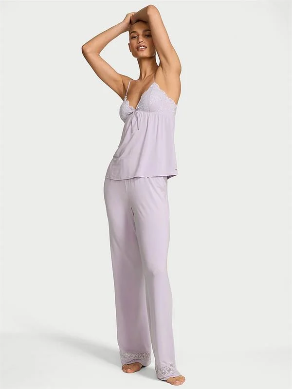 Sosoft Modal Dantelli Askili Bluz Ve Pijama Alti ön görünüm
