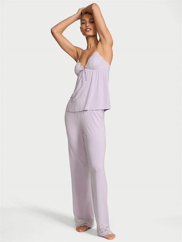 Sosoft Modal Dantelli Askili Bluz Ve Pijama Alti
