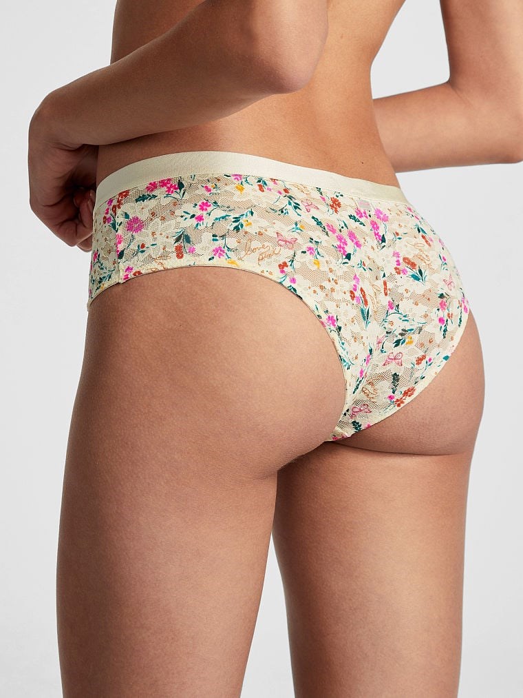 Victorias S Secret Pink Tossed Cicek Dantelli Cheekster Kulot arka görünümü