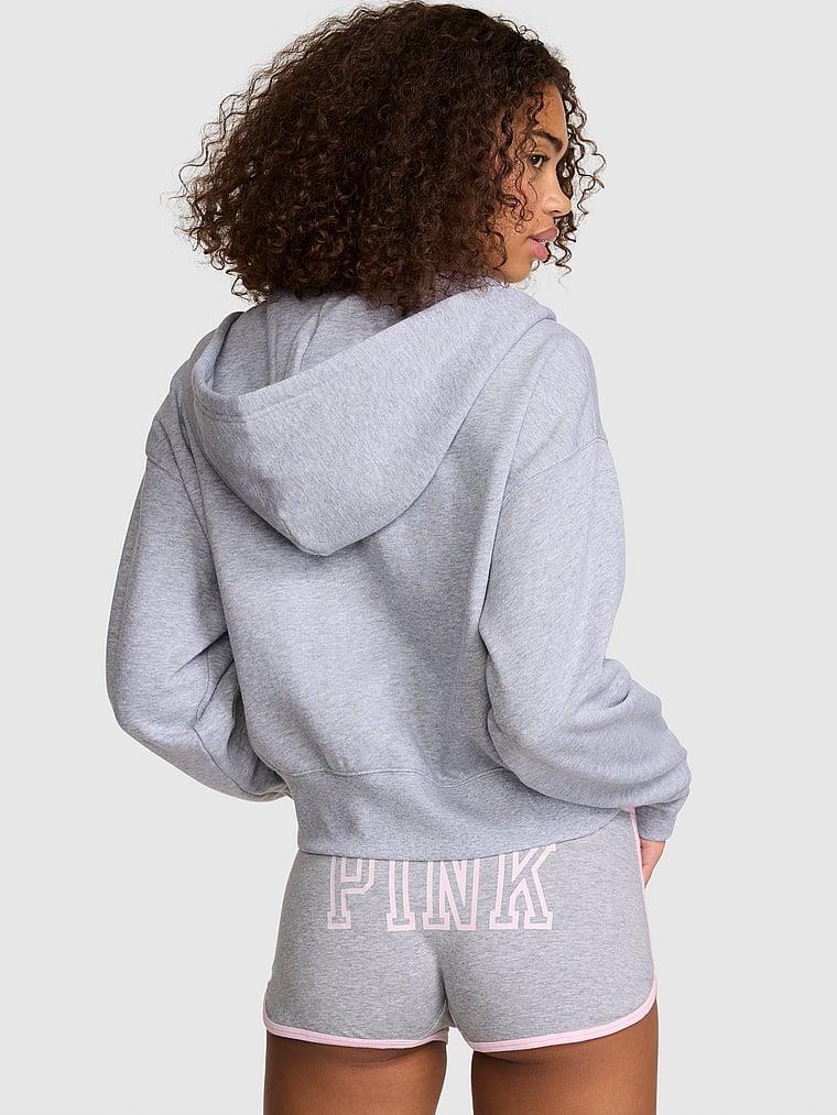 Pink Dar Kesim Fermuarli Kapusonlu Sweatshirt arka görünüm