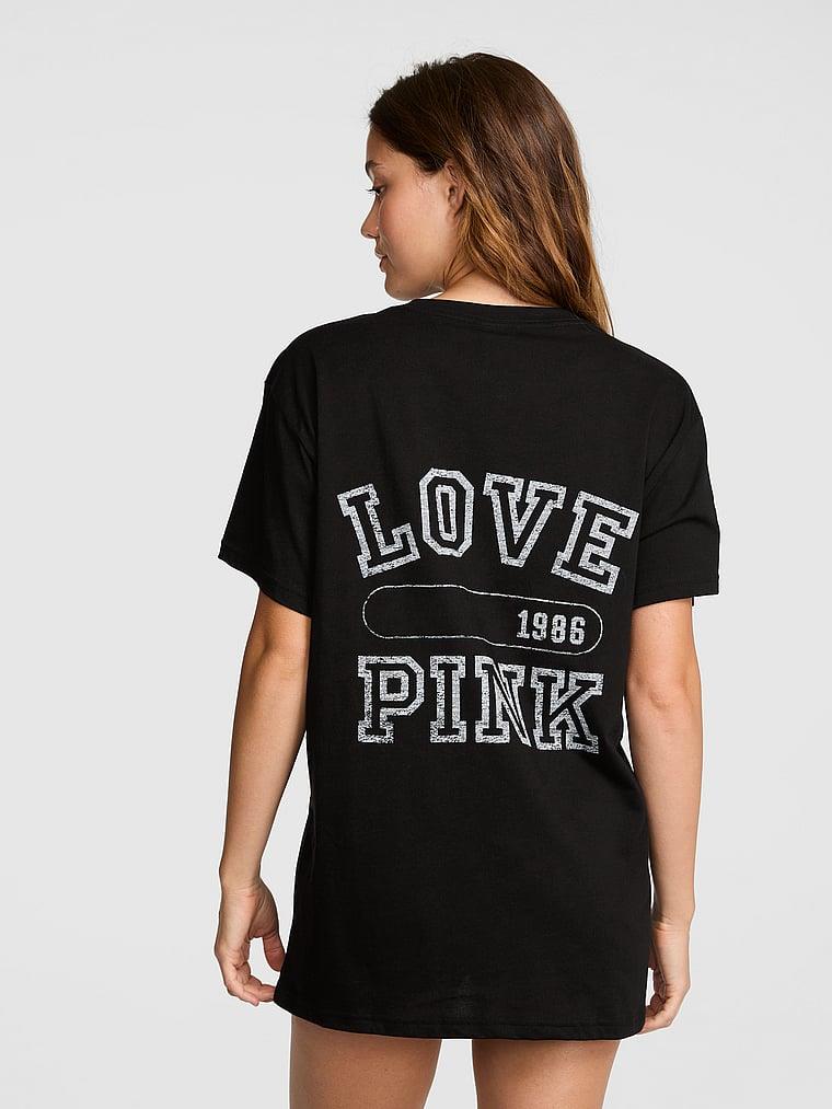 Pink Oversize Kısa Kollu Kampus Tisort arka görünümü
