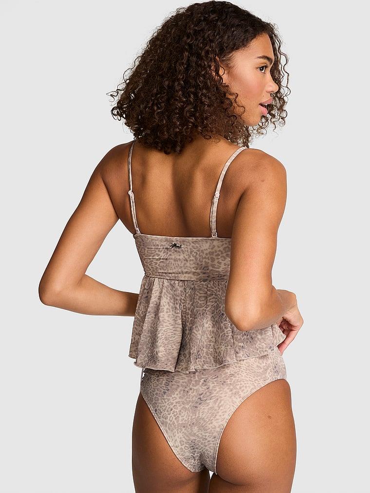 Pink Buzgulu Fırfırlı Tankini Ust arka görünümü